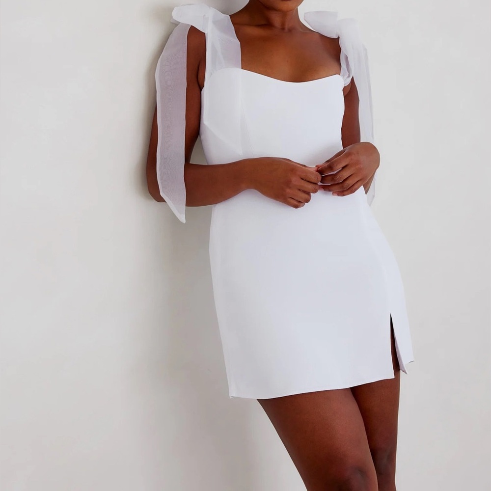 Revolve Park & Fifth Leighton White Mini Dress with Ties